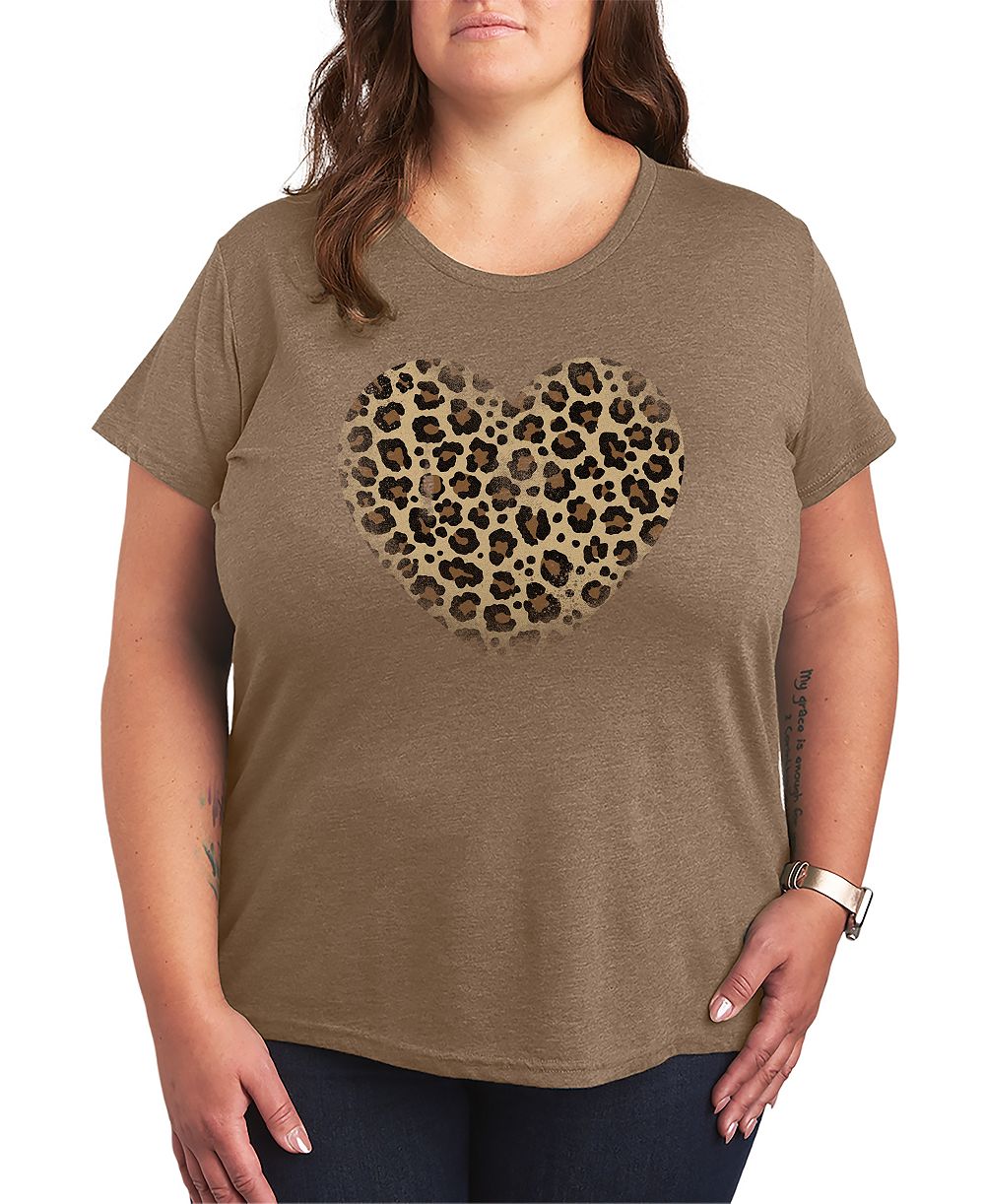 Женский топ Hybrid Apparel Plus Size Leopard Heart Graphic T-Shirt