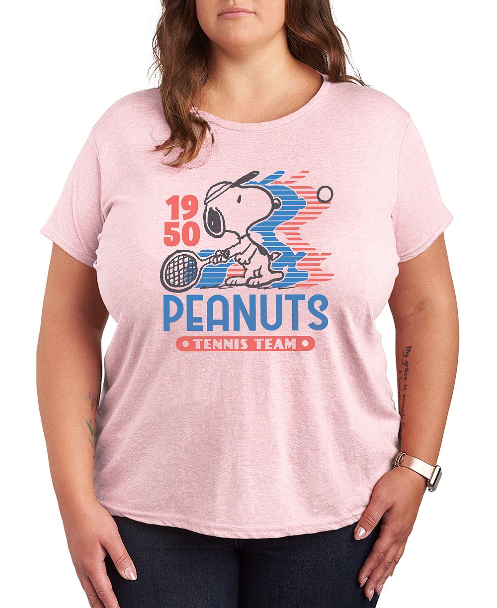 Hybrid Apparel Plus Size Peanuts Snoopy Tennis Team Graphic T-Shirt