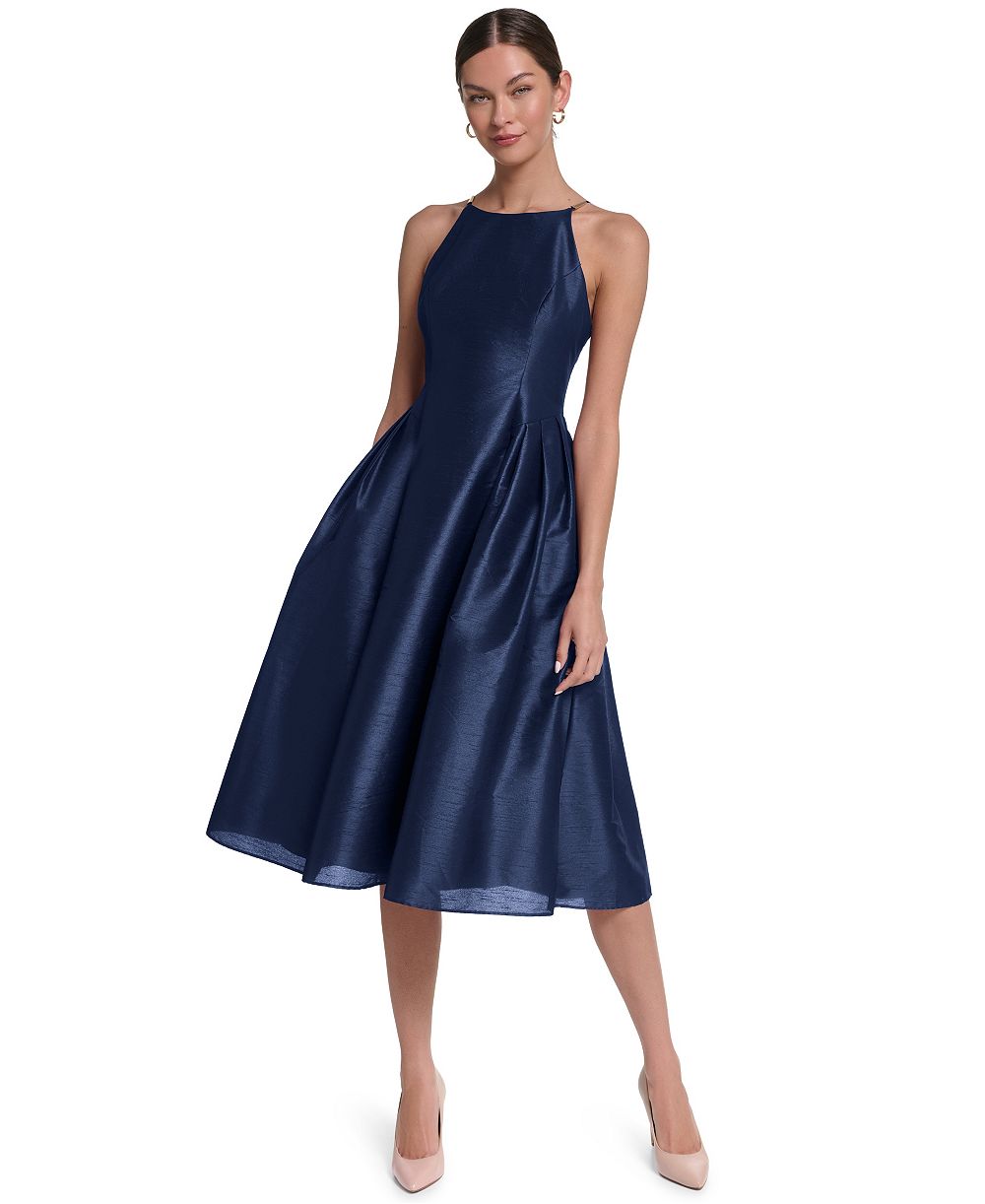 Женское миди-платье Halston с открытыми плечами и силуэтом fit & flare