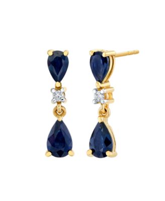 Серьги с сапфиром (1-5/8 ct. t.w.) и бриллиантовым акцентом в желтом золоте 10k