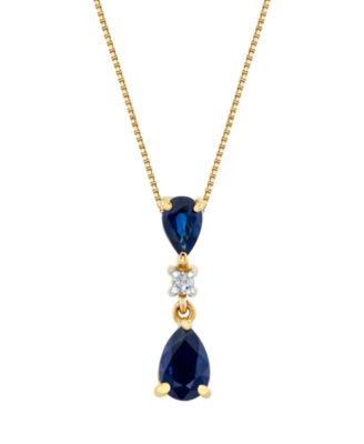 Подвеска-ожерелье с сапфиром (5/6 ct. t.w.) и бриллиантовыми акцентами, 10k Yellow Gold