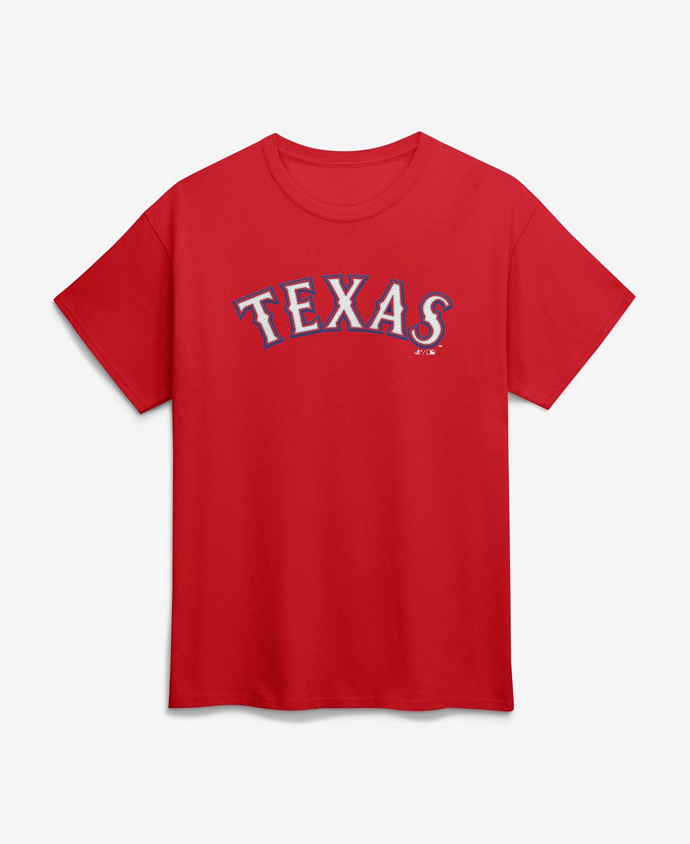 Мужская футболка Logo Athletic Red Texas Rangers Wordmark