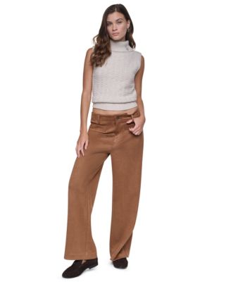 DKNY Jeans Petite Faux-Suede High-Waist Wide-Leg Pants