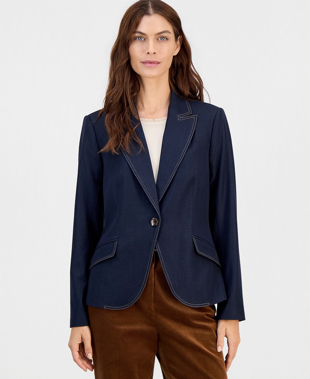 Tahari ASL Petite Denim Single-Button Blazer