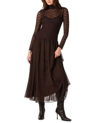 ASTR the Label Women's Camila A-Line Lace Mock Neck Dress