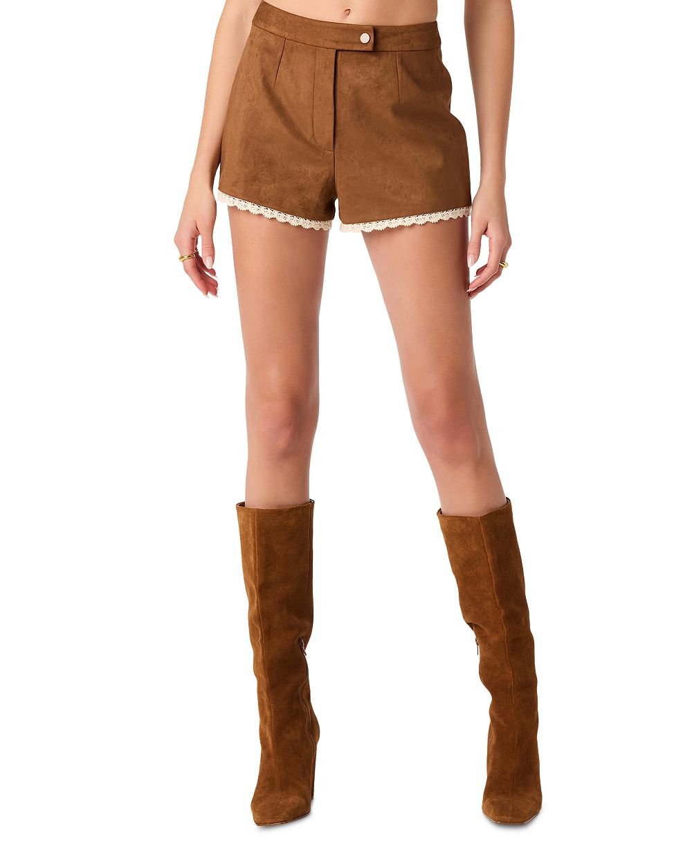 ASTR the Label Women's Kya High-Waisted Lace-Trim Shorts, 1-5/8" Inseam