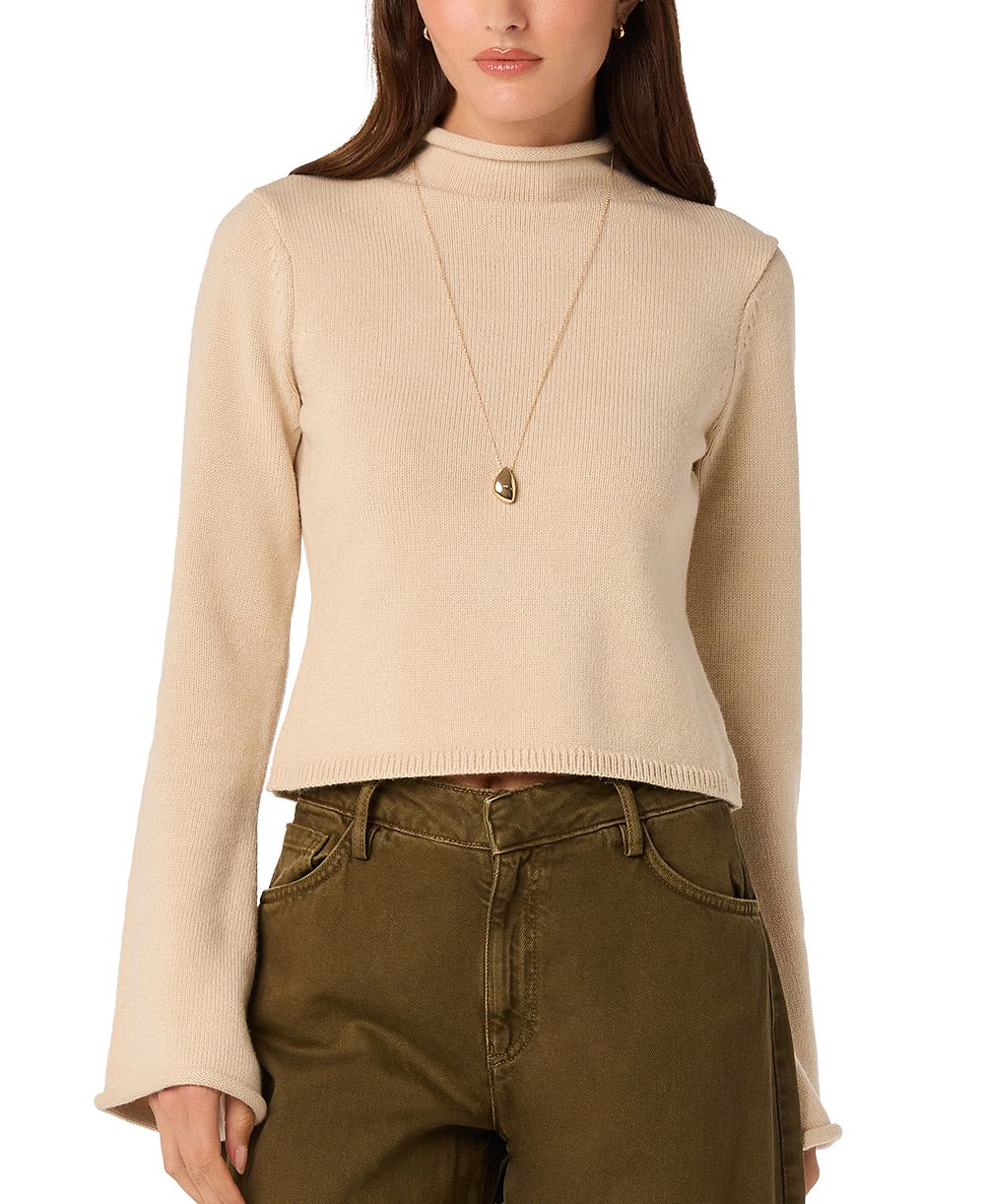 ASTR the Label Women's May Mock-Neck Cropped Pullover Sweater