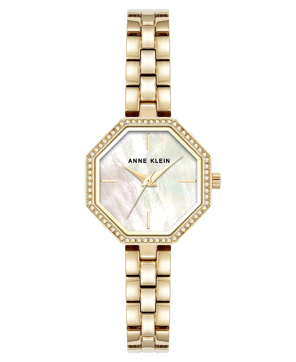 Женские кварцевые часы Anne Klein с уникальным восьмиугольным циферблатом, золотистый металлический сплав, 26x32 мм