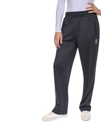 DKNY Women's Stack Logo Tapered Pull-On Knit Pant