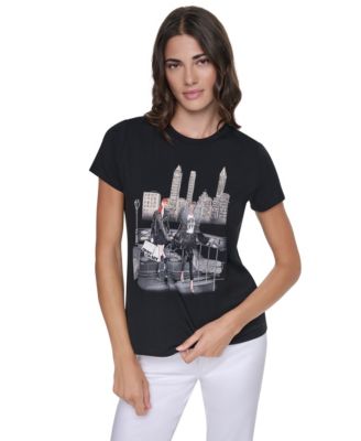 DKNY Women's Central Park Steps Conversational Crewneck Short-Sleeve T-Shirt