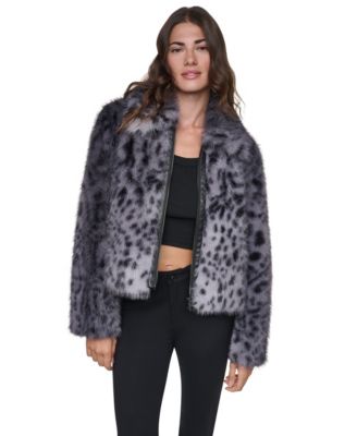DKNY женская куртка с длинным рукавом, искусственный мех, животный принт