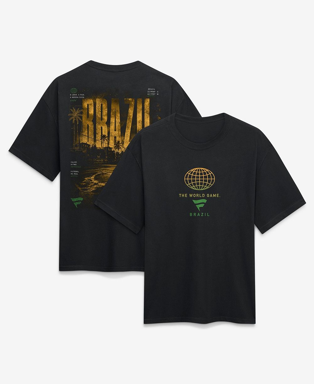 Fanatics Men's Black Brazil Streets Of The World Heavyweight T-Shirt