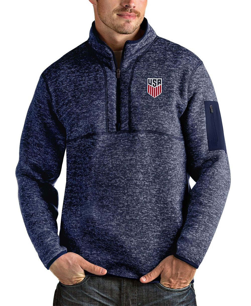 Мужской джемпер Antigua USMNT Fortune Quarter-Zip Pullover Sweatshirt Heather Navy