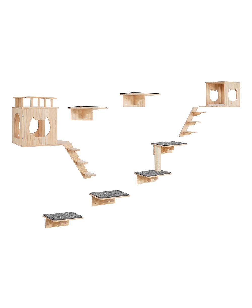 Набор полок для кошек VEVOR Wall Mounted Cat Shelves Tree с гамаком (9 предметов)