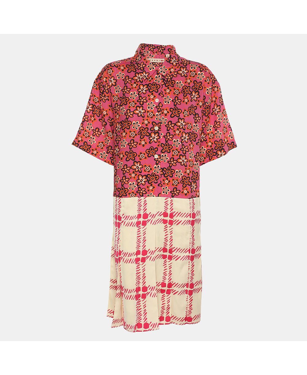Pre-Owned Marni Женское мини-платье из лиоцелла и льна с плиссировкой