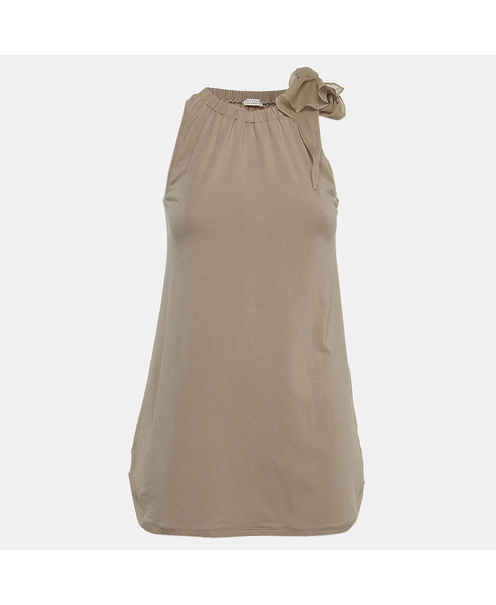 Женская туника Brunello Cucinelli из джерси с отделкой из шифона, б/у