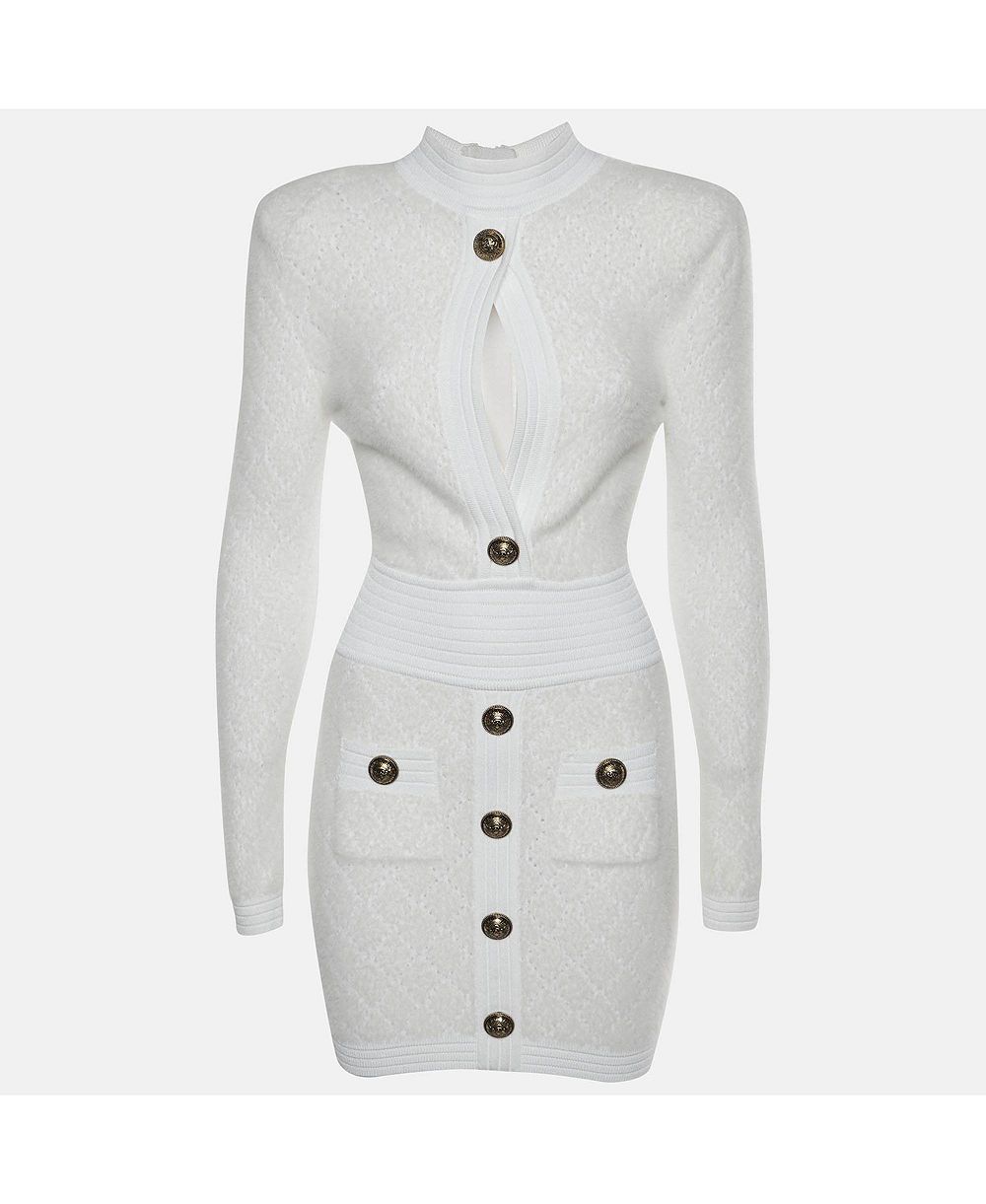 Pre-Owned Balmain Женское мини-платье Bodycon из смеси мохера и трикотажа