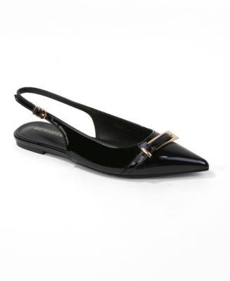 BERNESS Women's Chantal Pointed Toe Slingback Flats with Elongated Buckle