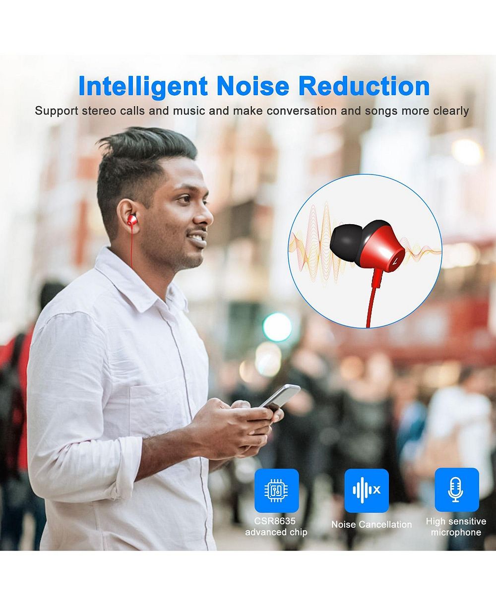 ZENY Wireless Neckband Headphones V4.2 Sweat-proof Sport Headsets Earbuds In-Ear Magnetic Neckbands Stereo Earphone