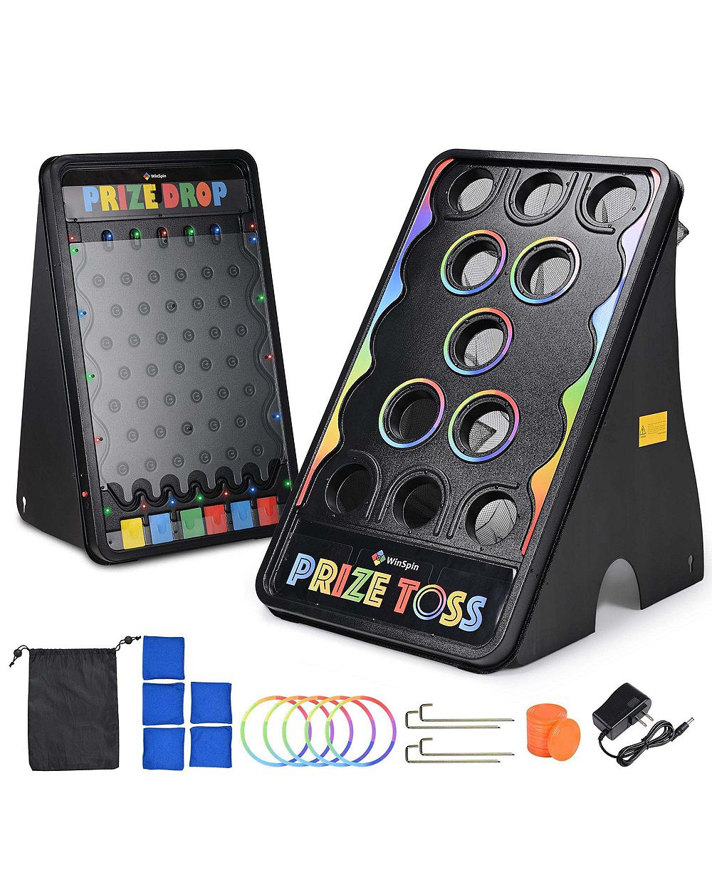 WinSpin Bean Bag Toss Game and Medium Prize Drop w/ LED Light for Carnival School