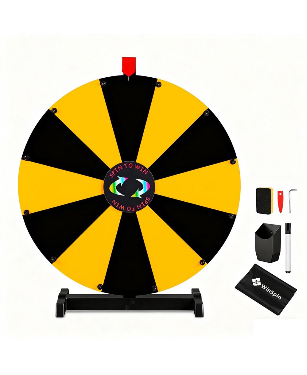 WinSpin настольное игровое колесо с призами, 24", черное и желтое, 12 модульных слотов, настраиваемое колесо для торговых выставок