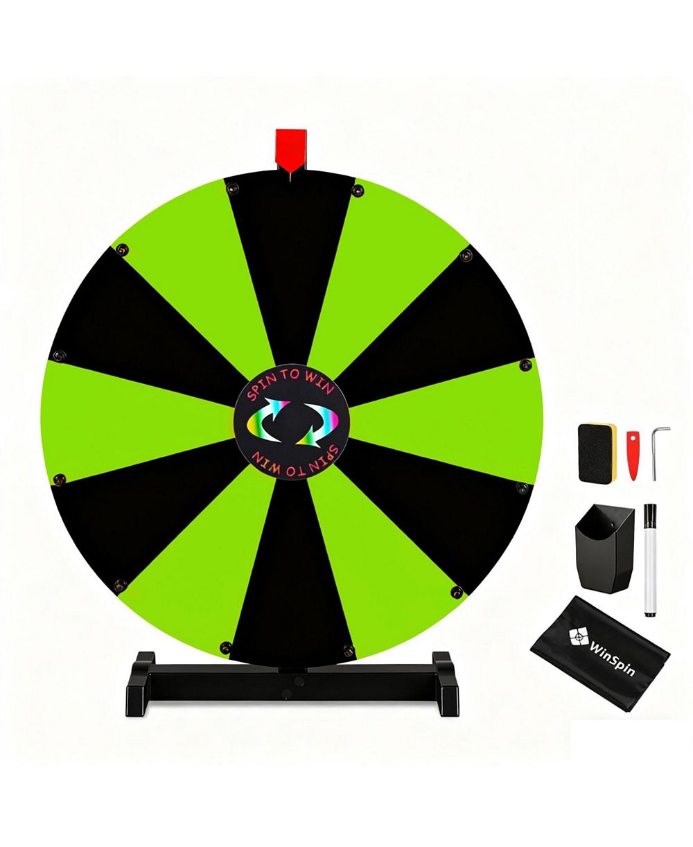 WinSpin Колесо призов Display Prize Wheel Black and Green DIY Tabletop 12 Slots Modular Custom Spinning Wheel