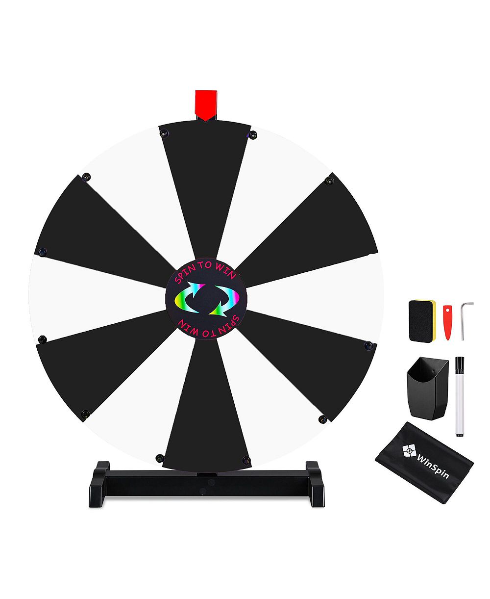 WinSpin 24" вращающееся колесо призов для настольного дисплея, черно-белое, 12 секций, для выставок и мероприятий на открытом воздухе