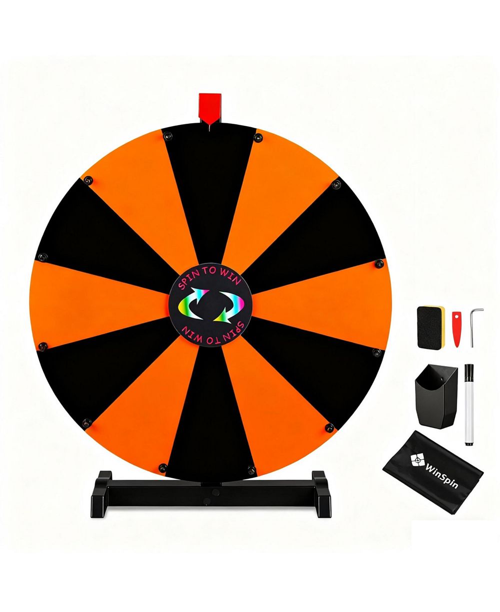 WinSpin призовой барабан 24", черный и оранжевый, настольный, 12 модульных слотов, настраиваемое вращающееся колесо для поп-ап выставок