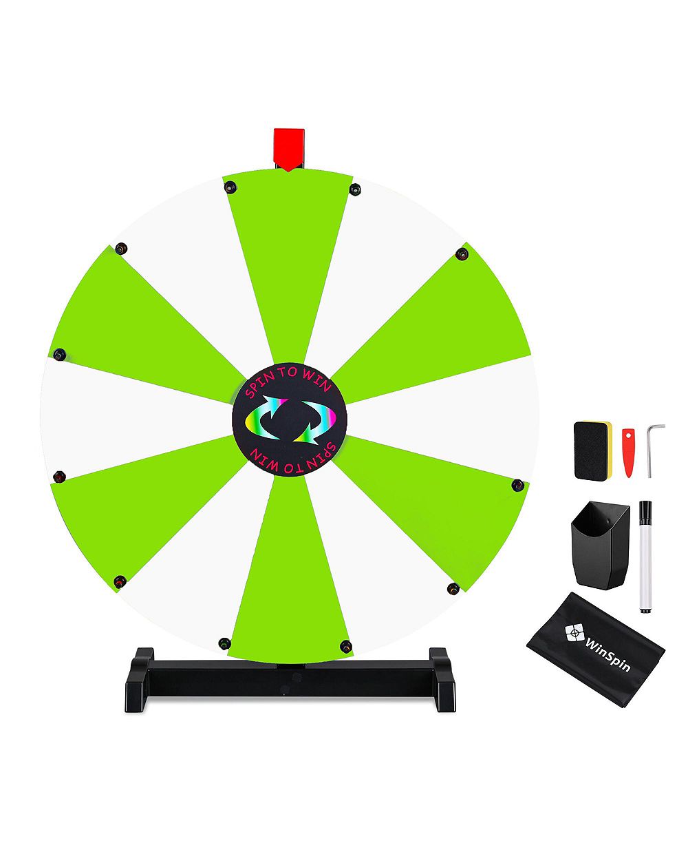 WinSpin Колесо фортуны 24", зеленое и белое, с 12 секторами для выставок