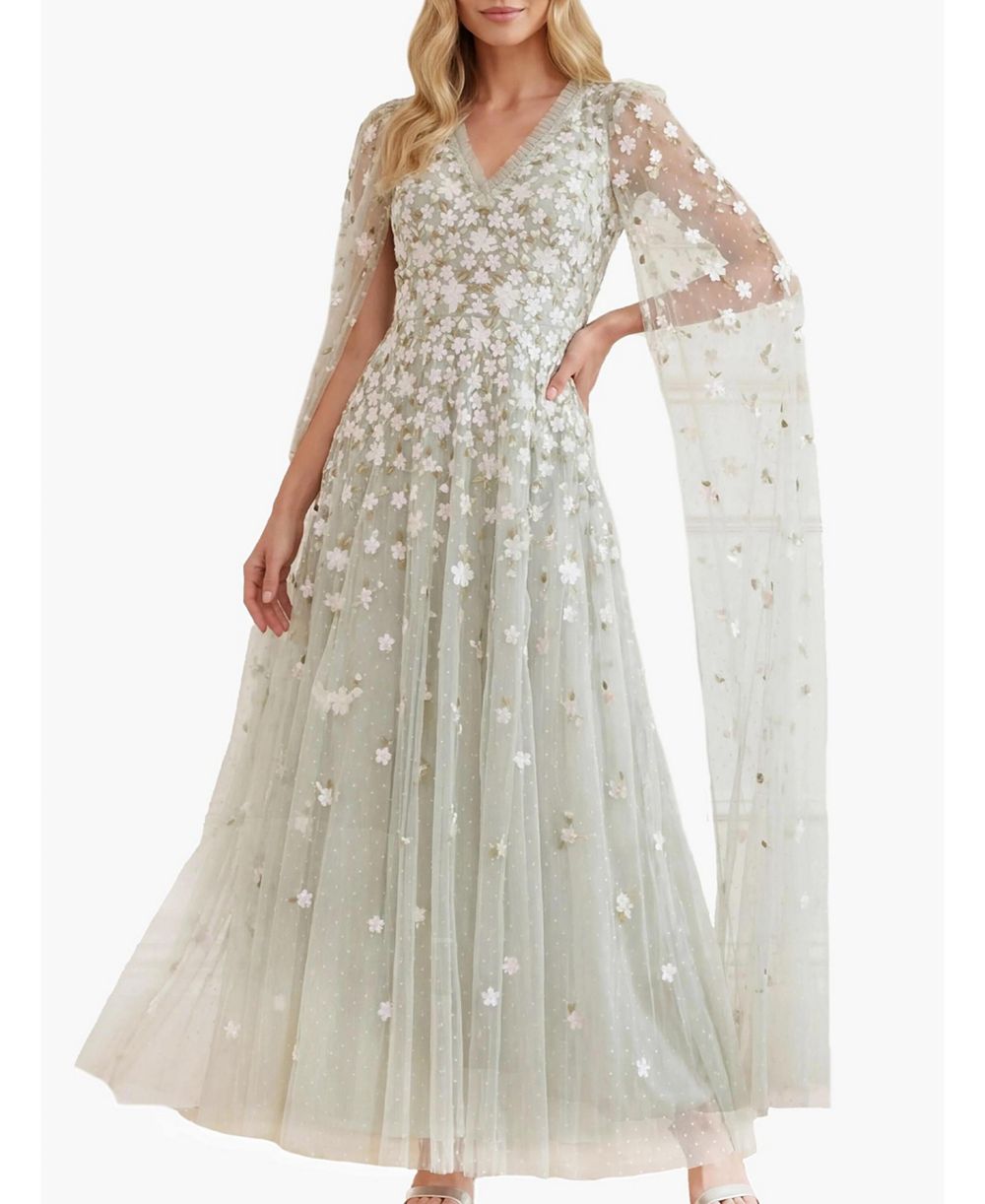 Женское платье Needle & Thread Camellia Ditsy Cape Sleeve Ankle Gown