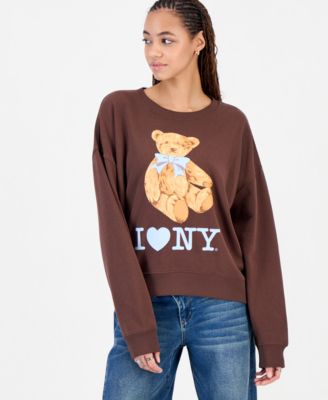 Grayson Threads, The Label Juniors' I Love NY Bear Fleece Crewneck Sweatshirt