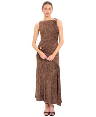 Maggy London Women's A-Line Midi Crinkle Velvet Dress