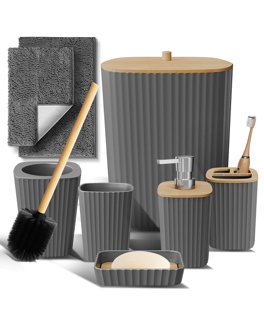 Clara Clark 8 Piece Complete Bathroom Decor and Accessory Set with Bath Rugs