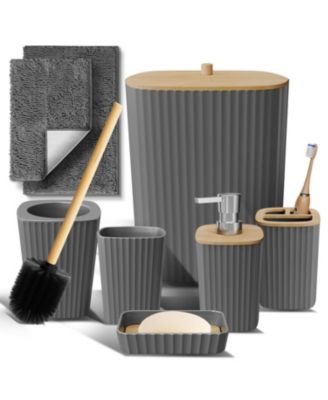 Clara Clark 8 Piece Complete Bathroom Decor and Accessory Set with Bath Rugs