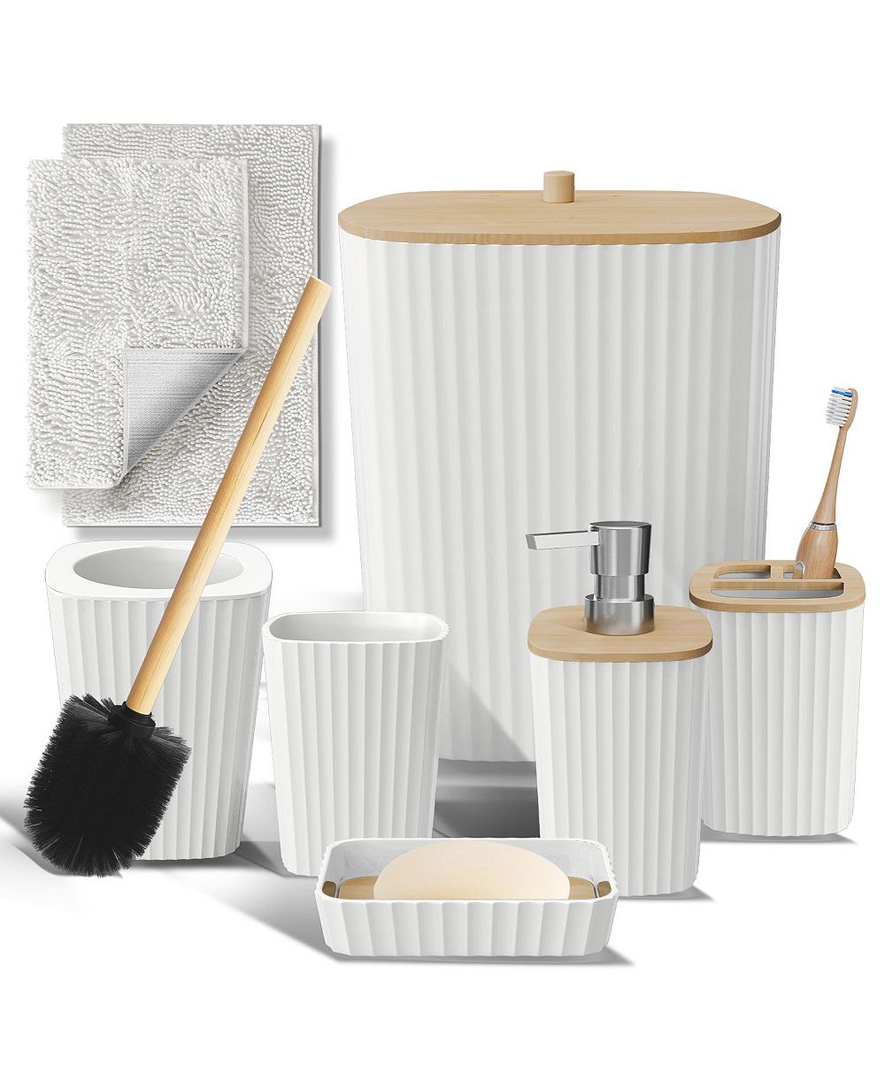 Clara Clark 8 Piece Complete Bathroom Decor and Accessory Set with Bath Rugs