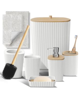 Clara Clark 8 Piece Complete Bathroom Decor and Accessory Set with Bath Rugs