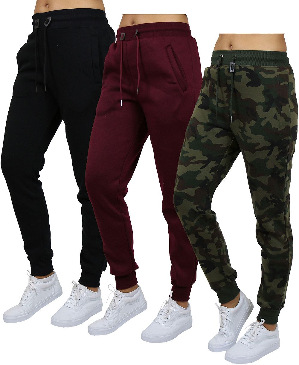 Blue Ice Women's Loose Fit Heavyweight Classic Fleece Jogger Sweatpants- 3 Pack