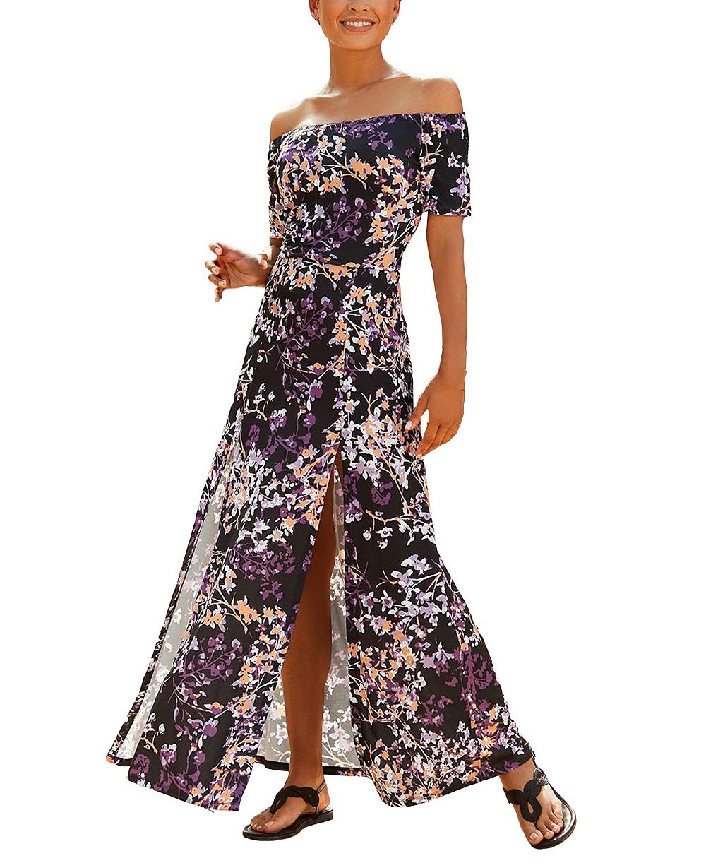 LASCANA Women's Floral Print Off Shoulder Multiway Maxi Dress