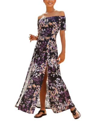 LASCANA Women's Floral Print Off Shoulder Multiway Maxi Dress