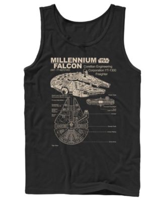 Fifth Sun Мужская майка с графическим изображением технической схемы Millennium Falcon из Star Wars