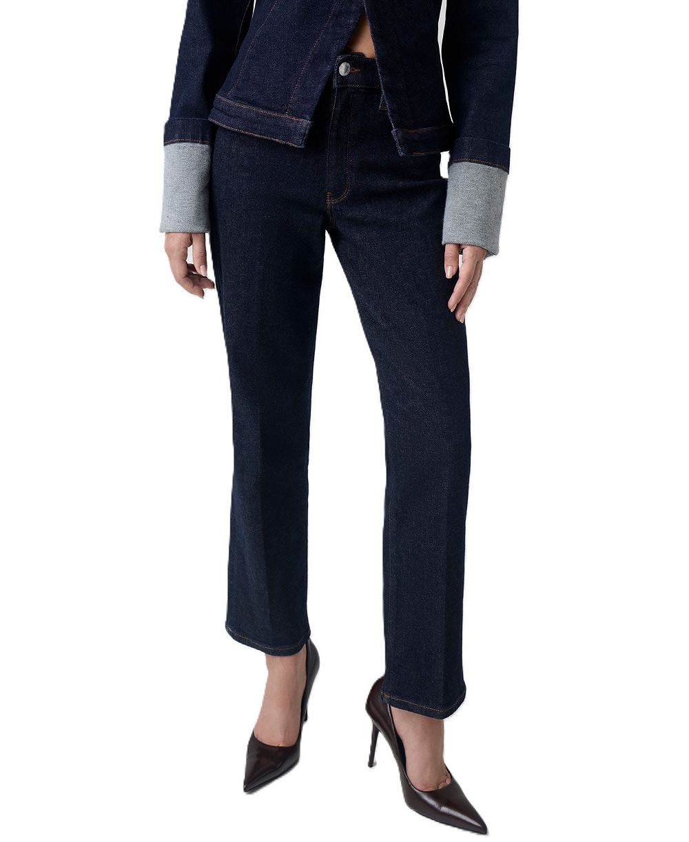 GUESS Women's Victoire High-Waisted Straight-Leg Stretch Denim Jeans