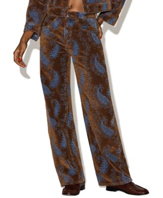 Steve Madden Women's Sydnee High-Waisted Wide-Leg Paisley-Print Jeans
