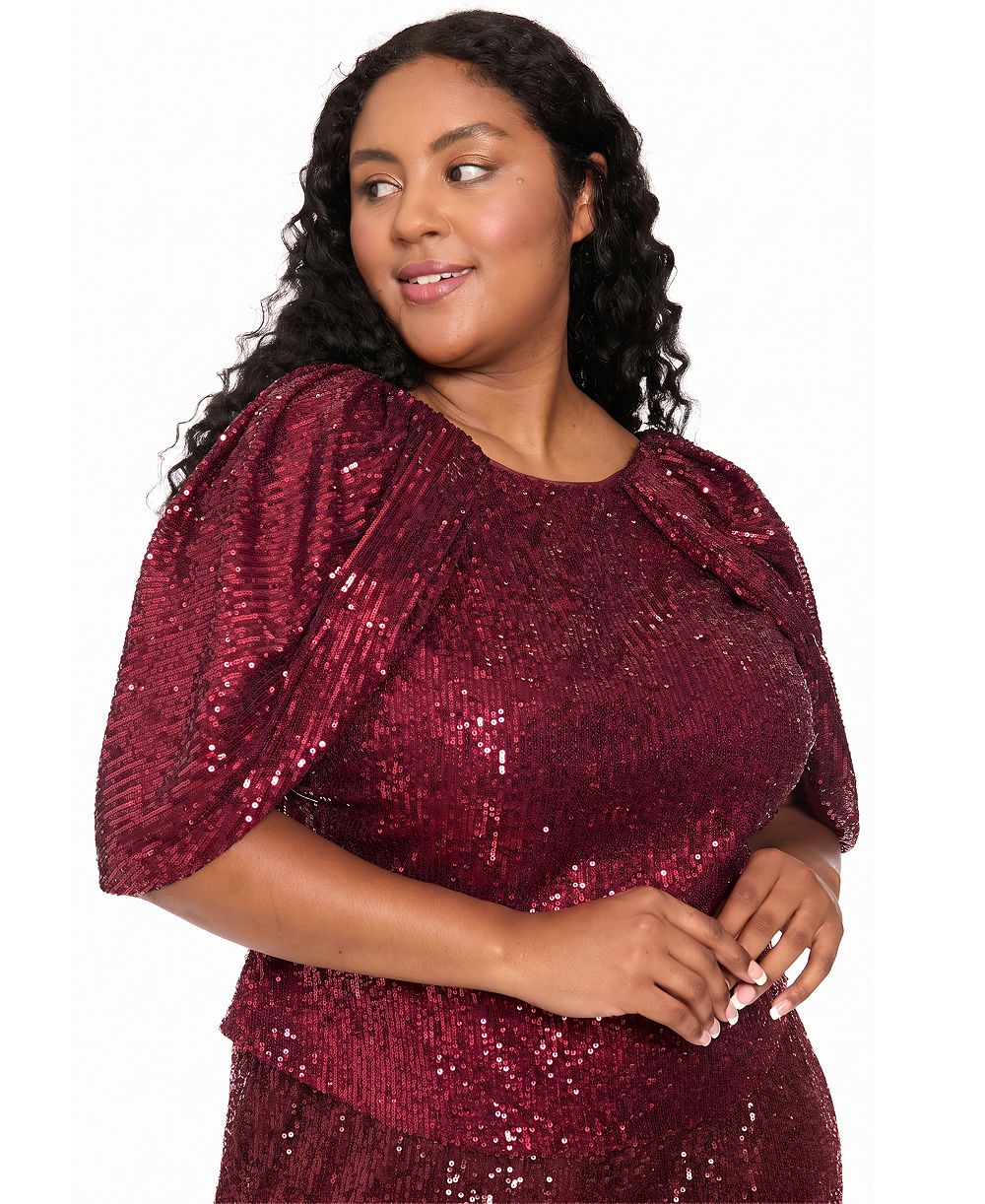 Женская топа Muse Plus Size с драпированными рукавами и пайетками