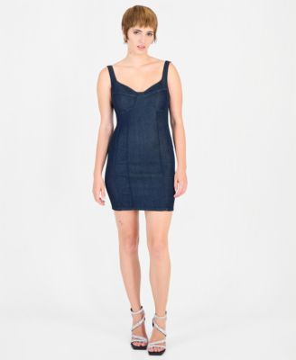 Женское джинсовое мини-платье GUESS Alora облегающего кроя с вырезом сердечком