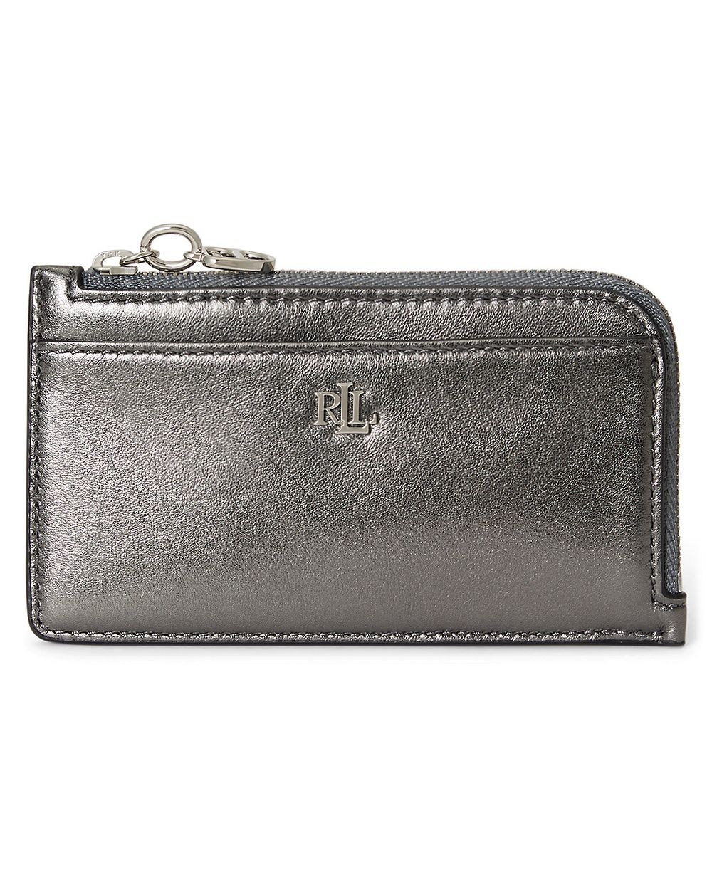 Lauren Ralph Lauren Metallic Leather L-Zip Card Case Wallet