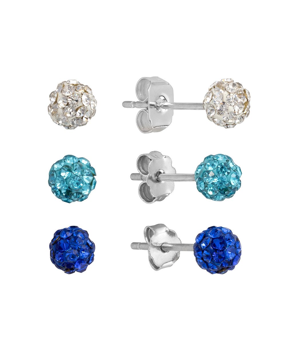 Серьги Macy's Crystal Pave 4mm Ball Trio Stud