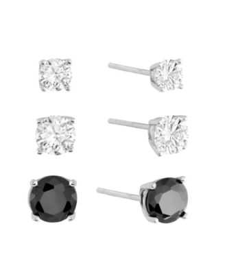 Macy's Sterling Silver Cubic Zirconia 4mm/5mm/6mm Stud Earring Set