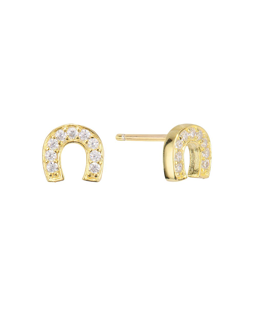 Macy's Sterling Silver Cubic Zirconia Horseshoe Stud Earrings, 1/3 ct. t.w.