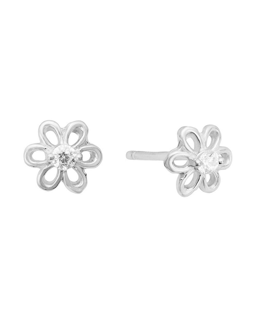 Серьги-гвоздики Macy's с фианитами в форме открытого цветка