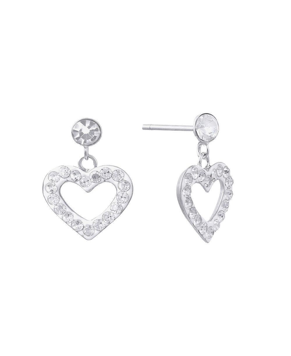 Серьги Macy's Crystal Pave Open Heart Dangle